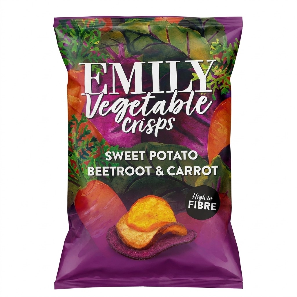 Emily Vegetable Crisps Sweet Potato, Carrot & Beetroot 100g