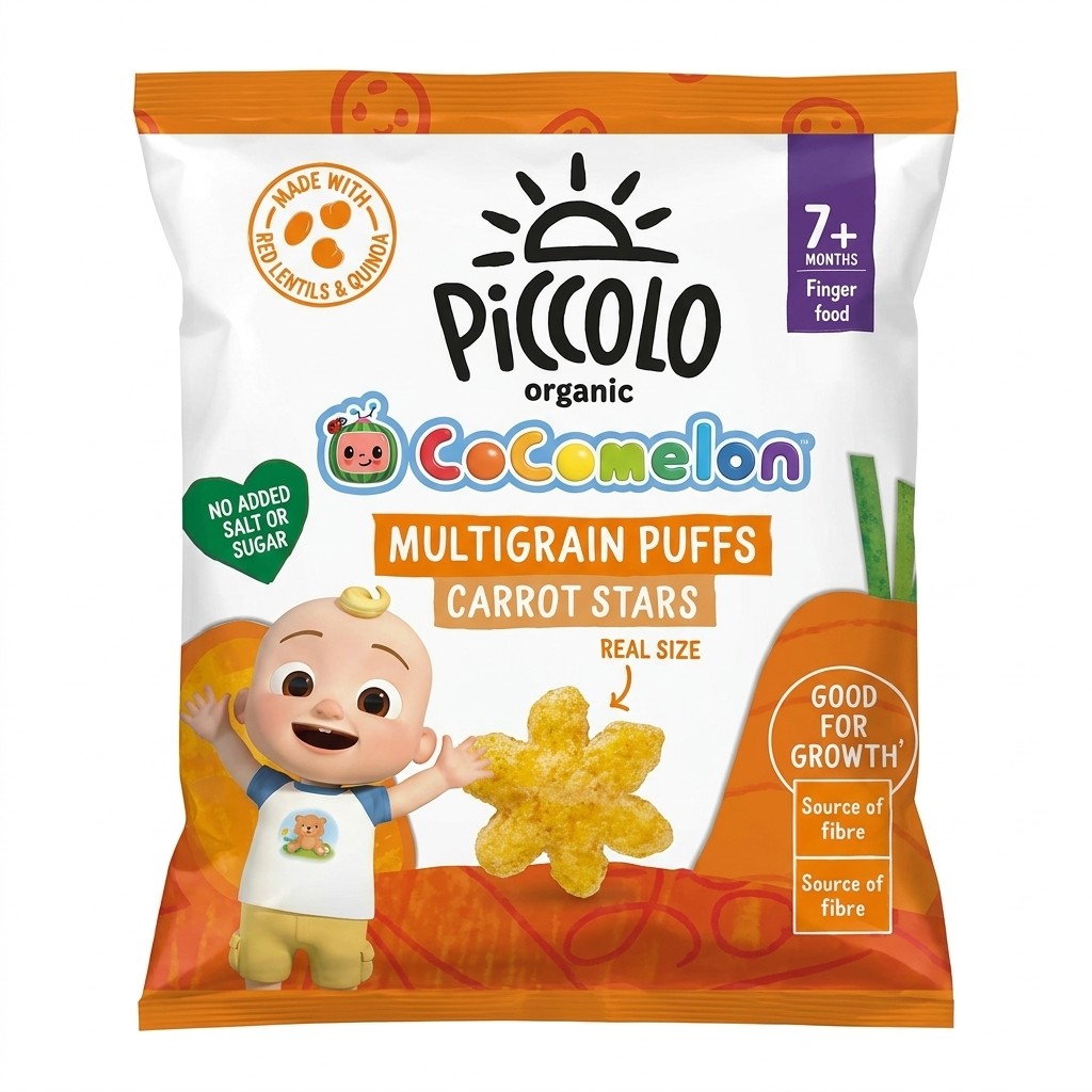 Piccolo Organic Multigrain Puffs Carrot Stars 15g