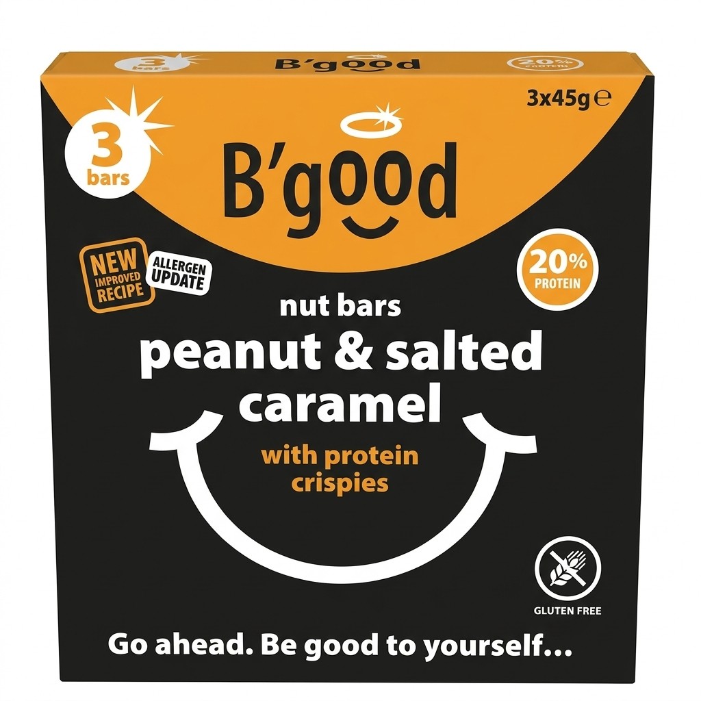 B'good Peanut & Salted Caramel Nut Bars 3x45g