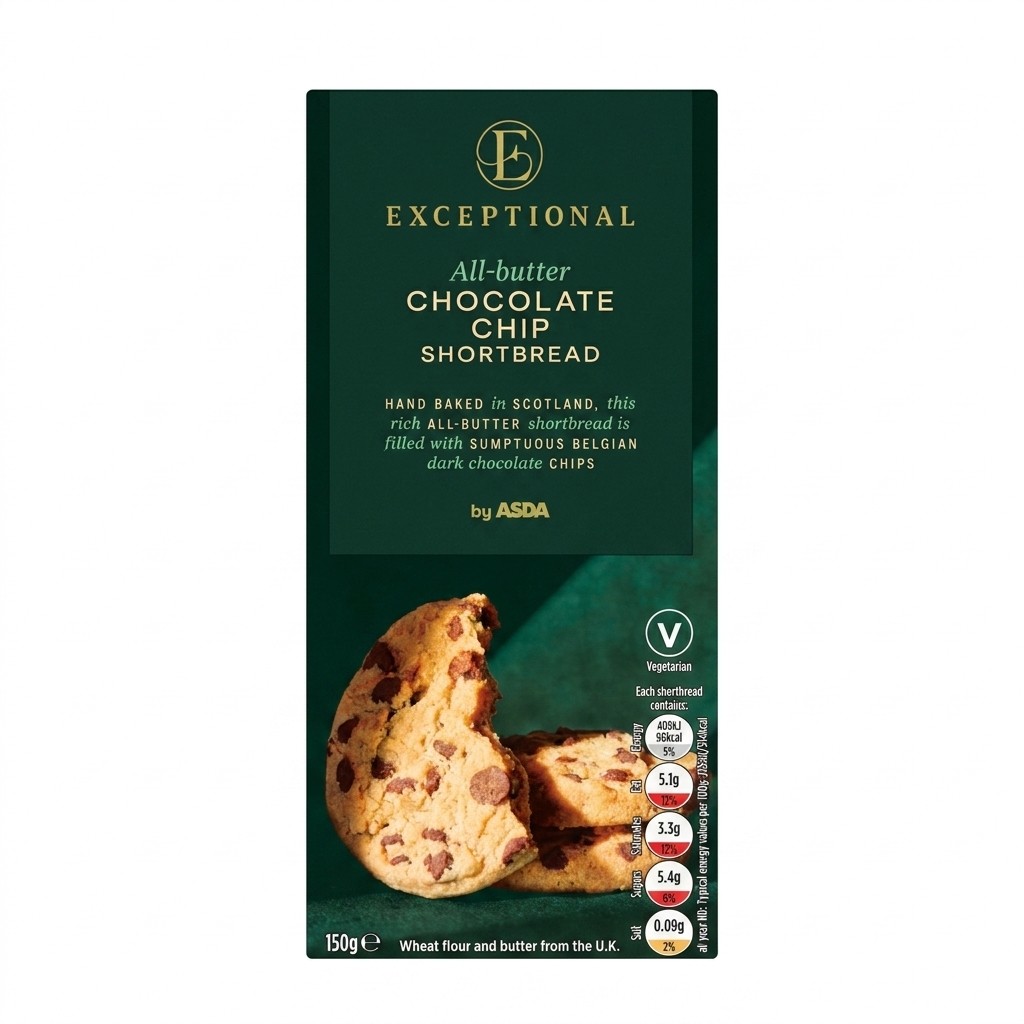 ASDA All Butter Shortbread with Belgian Dark Chocolate Chip Inclusions 150g
