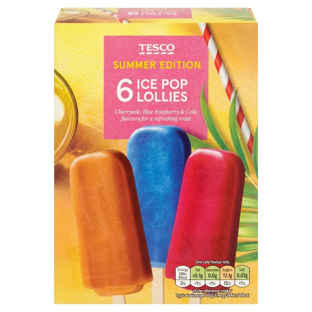 Tesco Summer Edition Ice Pop Lollies 6x73ml