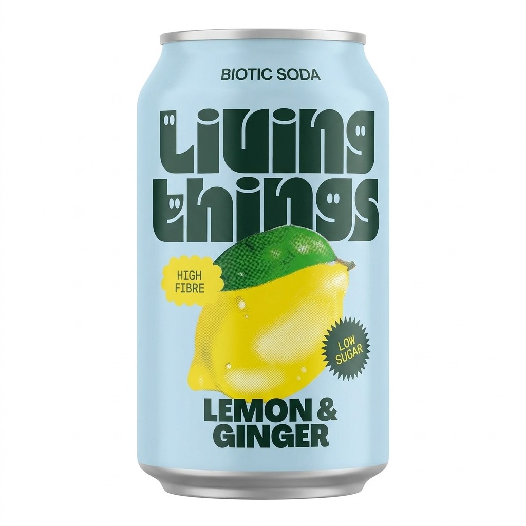 Living Things Lemon & Ginger Biotic Soda 330ml