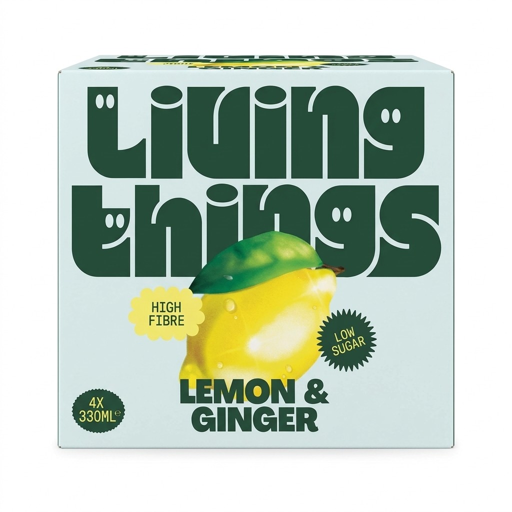 Living Things Lemon & Ginger 4x330ml