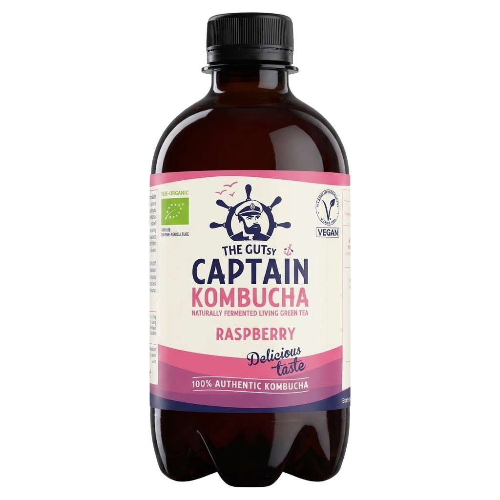 Kombucha Raspberry 400ml The Gutsy Captain