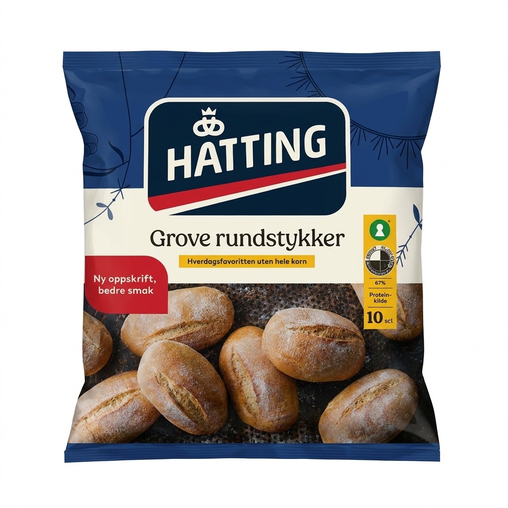 Grove rundstykker 600g Hatting