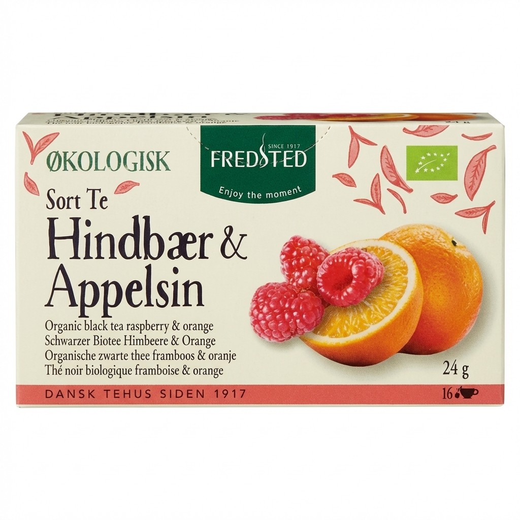 Sort Te Hindbær & Appelsin 24g Fredsted
