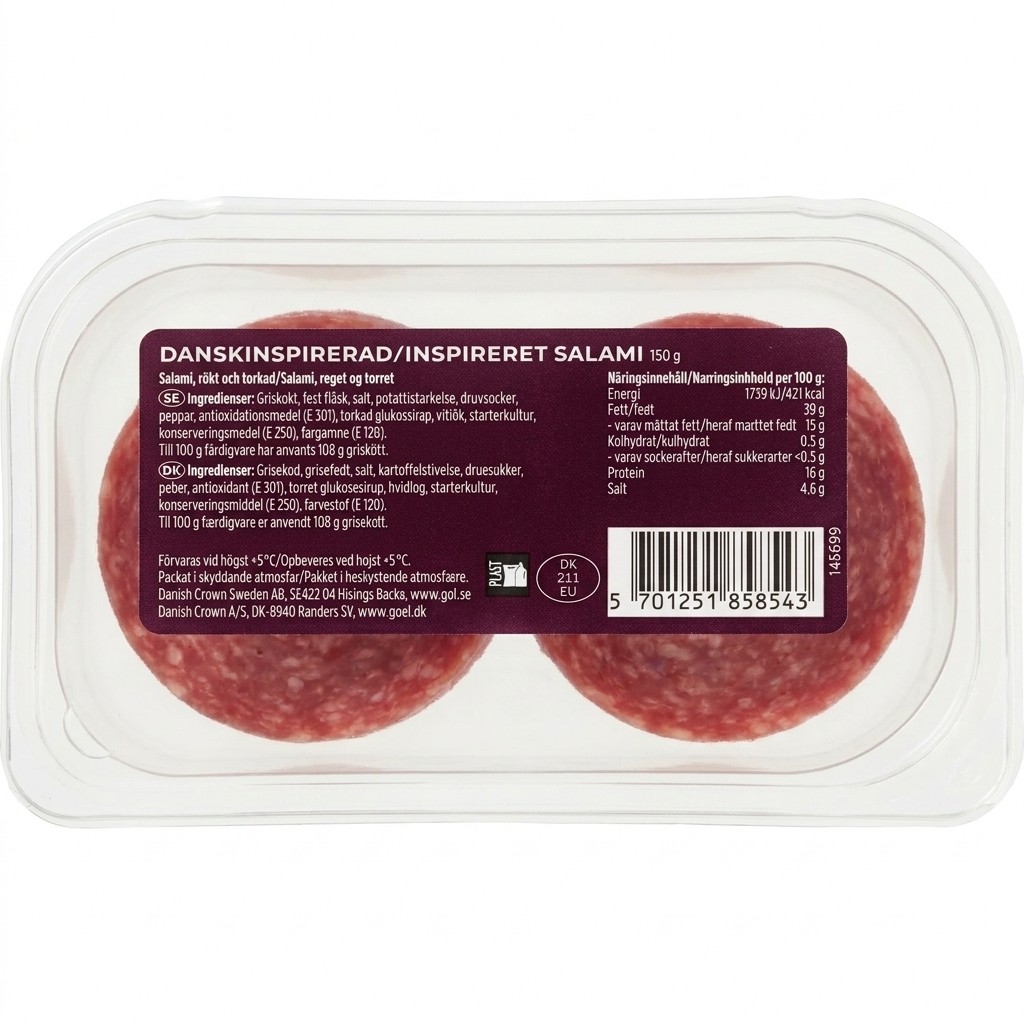 Dansk Inspireret Salami 150g GØL