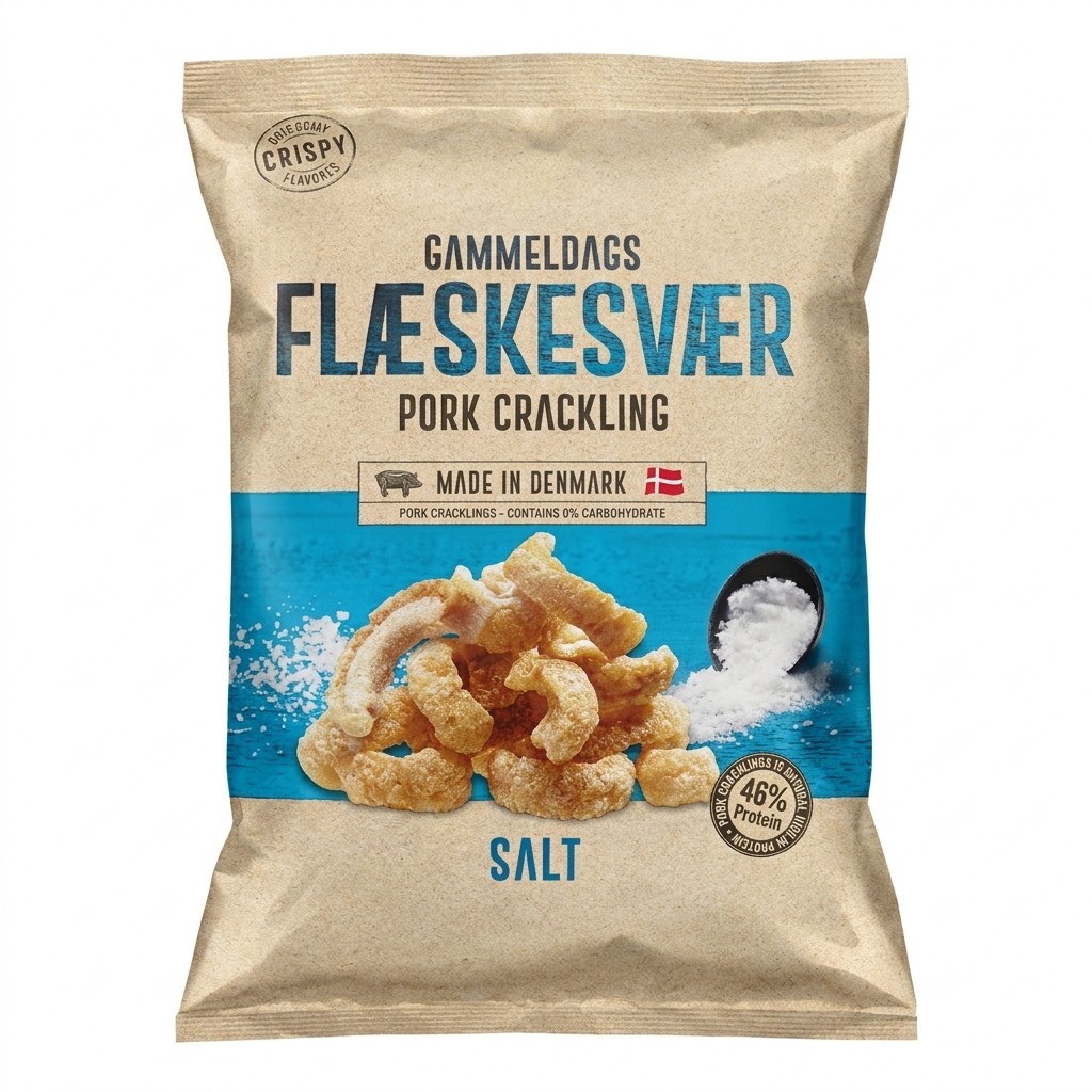 Gammeldags Flæskesvær Salt 75g OK Snacks