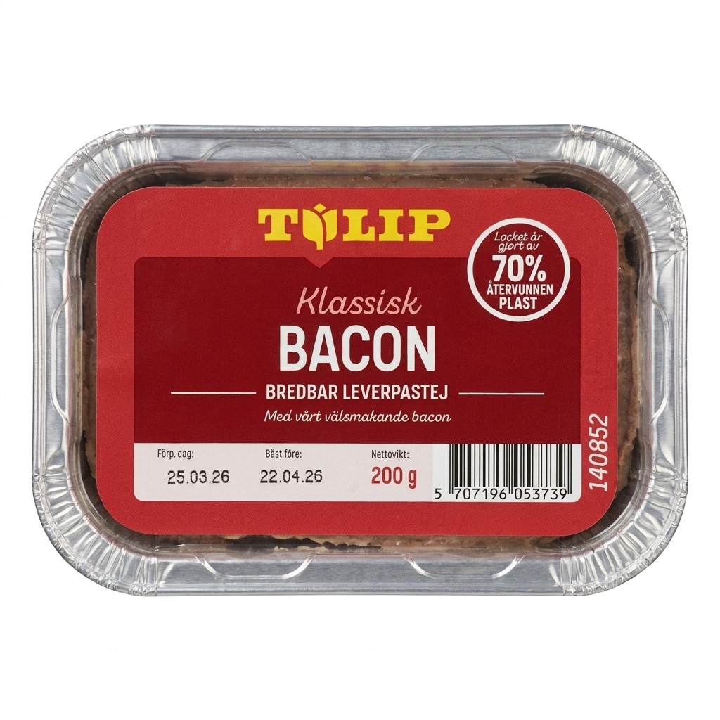 Klassisk Bacon Bredbar Leverpostej 200g Tulip
