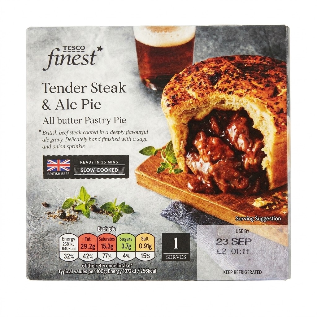 Tesco Finest Tender Steak & Ale Pie 250g