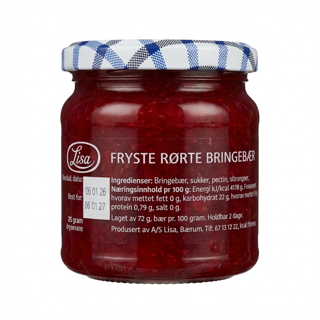 Fryste Rørte Bringebær 185g Lisa
