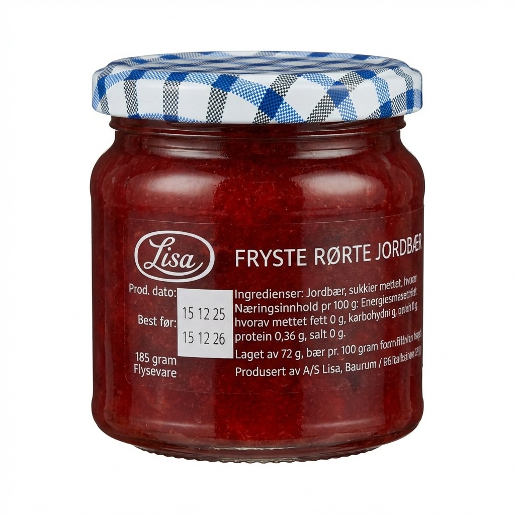 Fryste Rørte Jordbær 185g Lisa