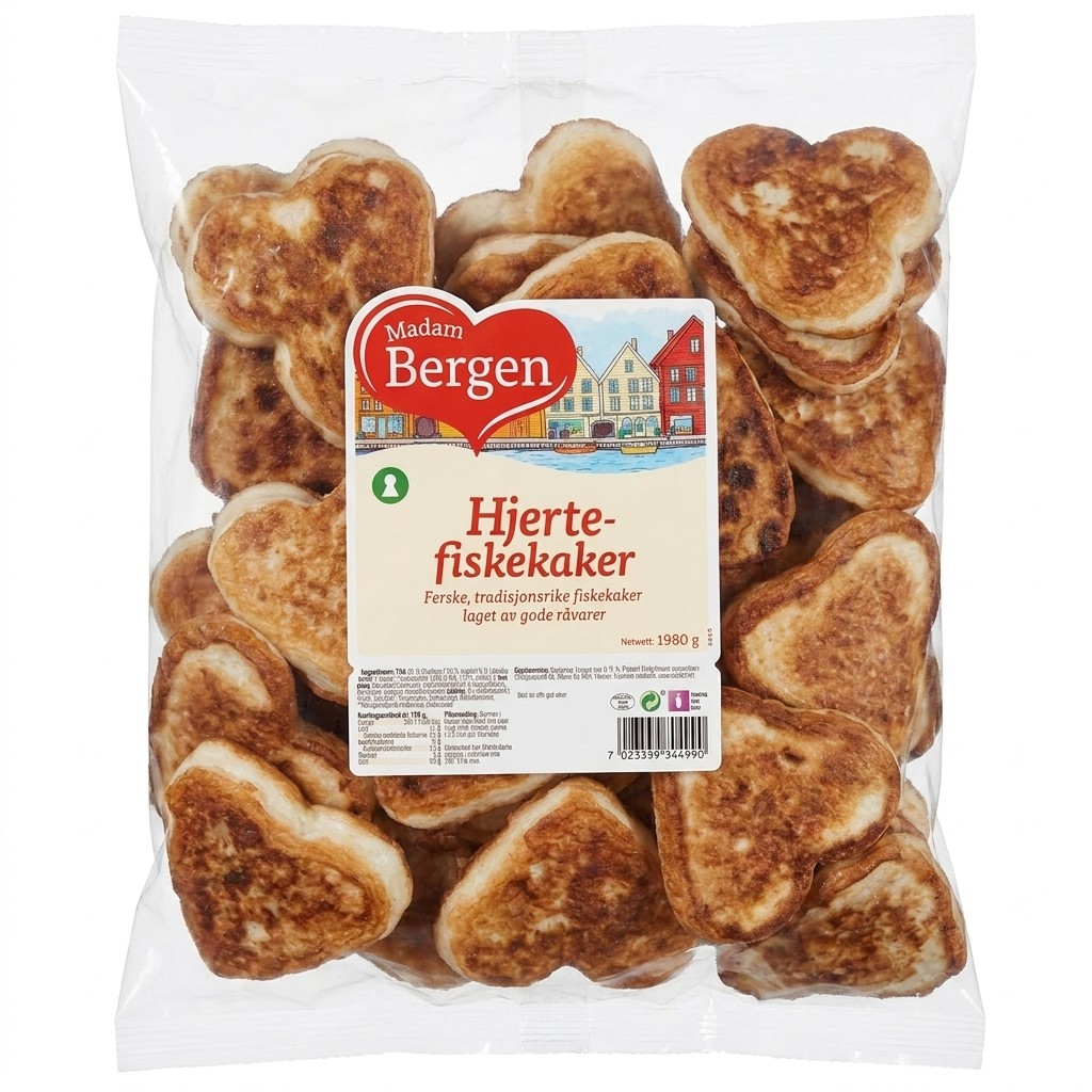Hjertefiskekaker 1980g Madam Bergen
