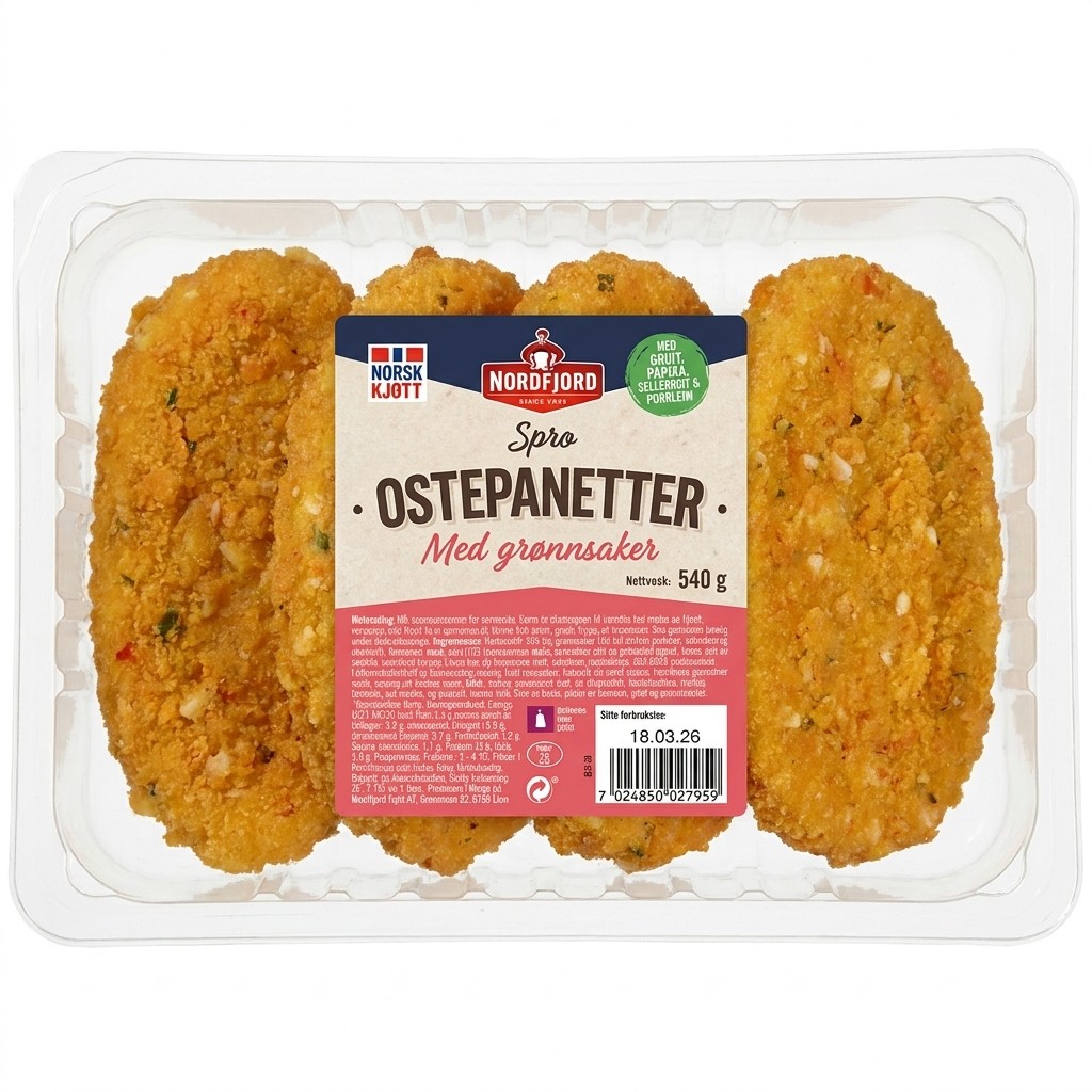 Sprø Ostepanetter Med grønnsaker 540g Nordfjord