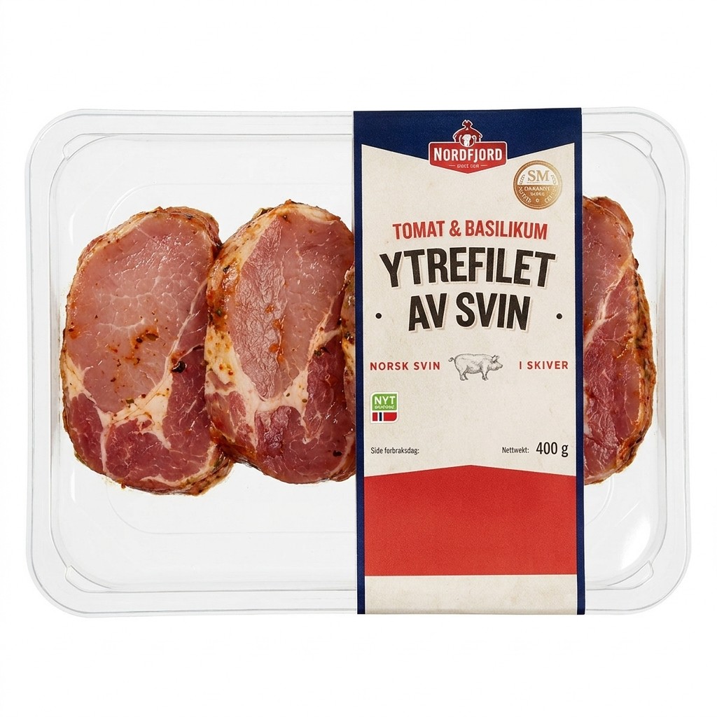 Ytrefilet av svin med tomat og basilikum 400g Nordfjord
