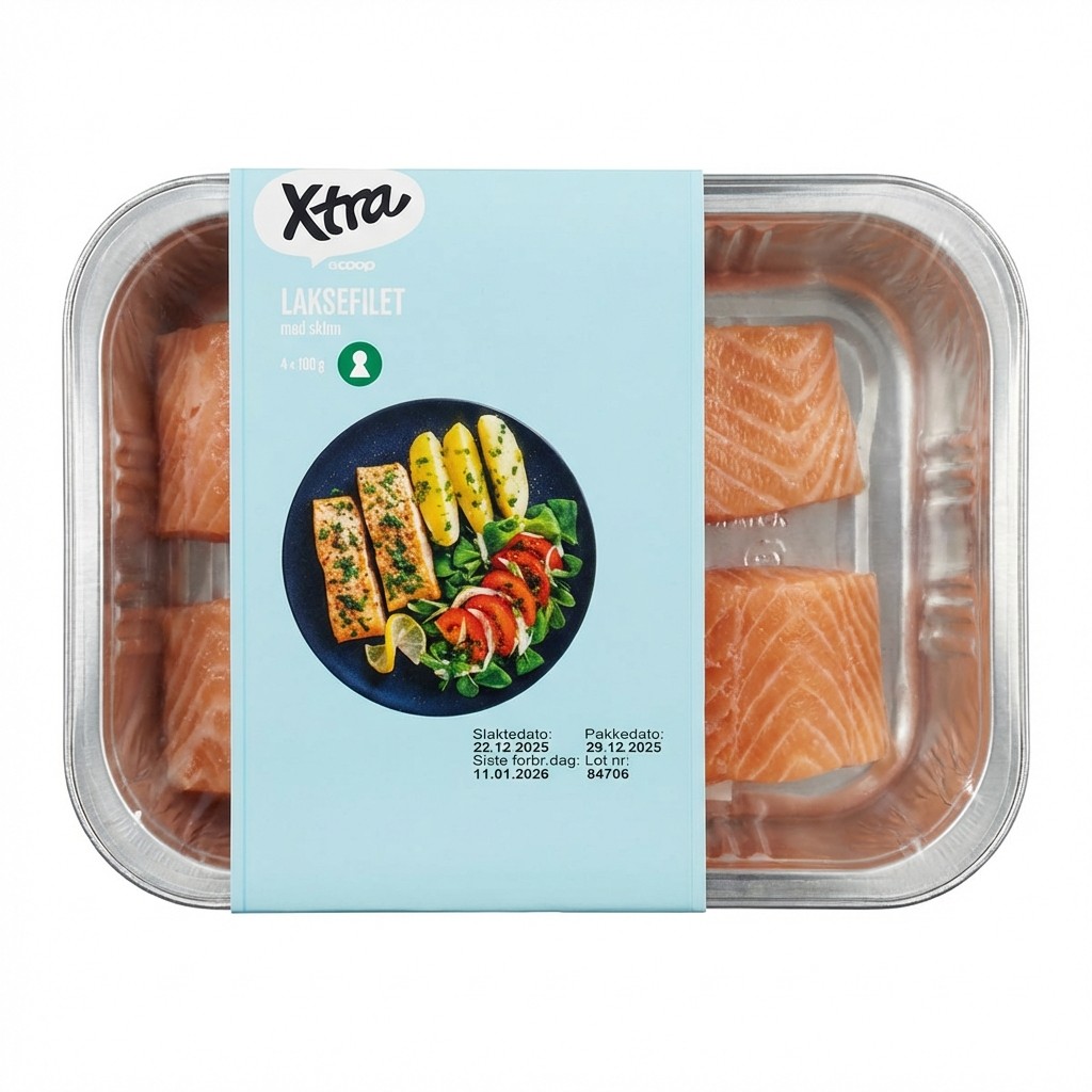 Laksefilet med skinn 400g Xtra