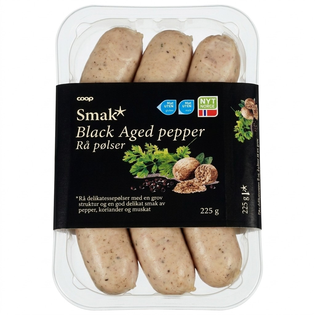 Black Aged Pepper Rå pølser 225g Smak
