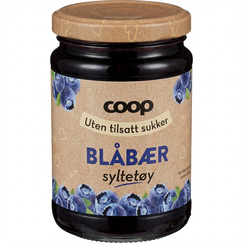 Blåbærsyltetøy uten tilsatt sukker 370g Coop
