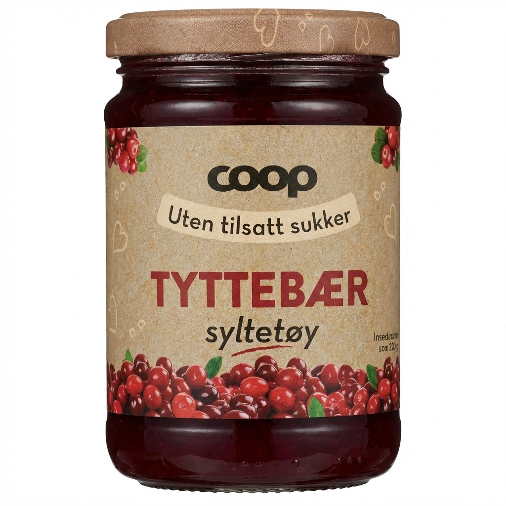 Tyttebærsyltetøy uten tilsatt sukker 370g Coop