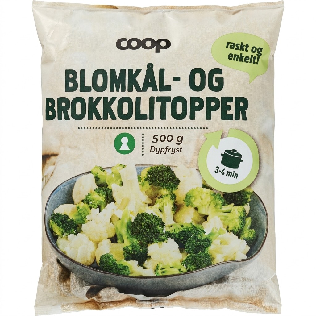 Blomkål- og brokkolitopper 500g Coop