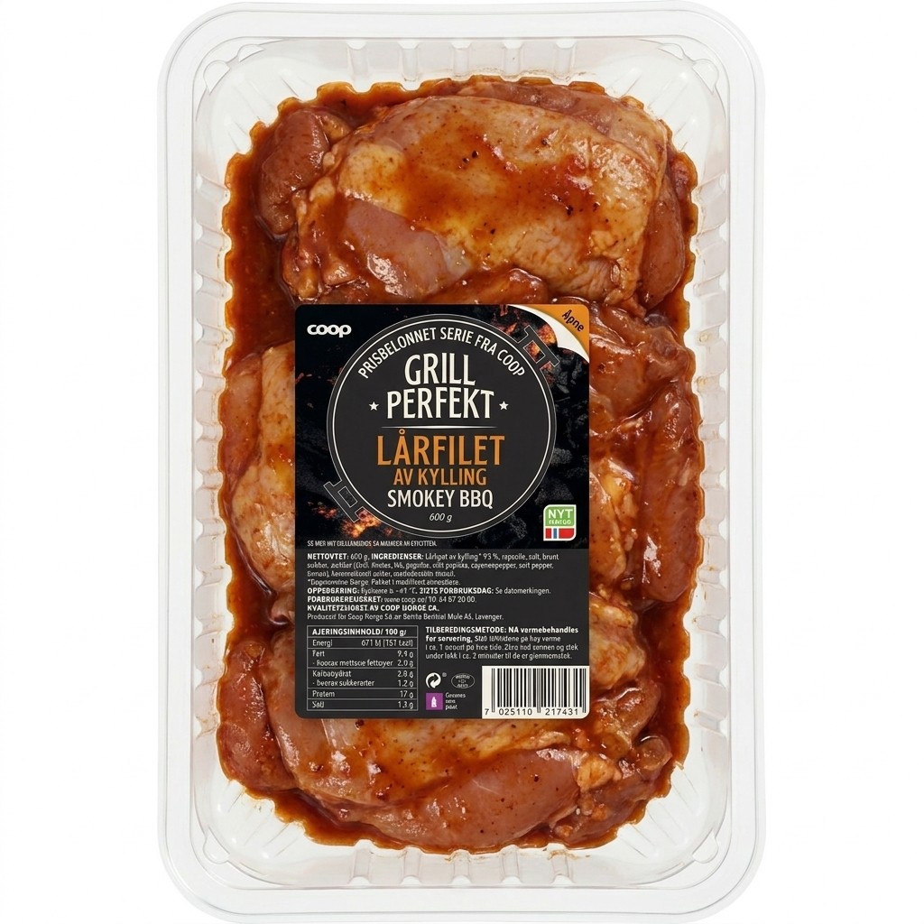 Lårfilet av kylling Smokey BBQ 600g Coop