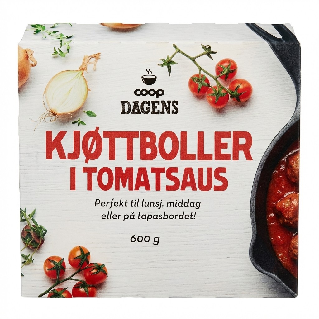 Kjøttboller i tomatsaus 600g Coop Dagens