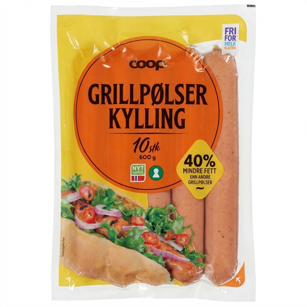 Grillpølser Kylling 600g Coop