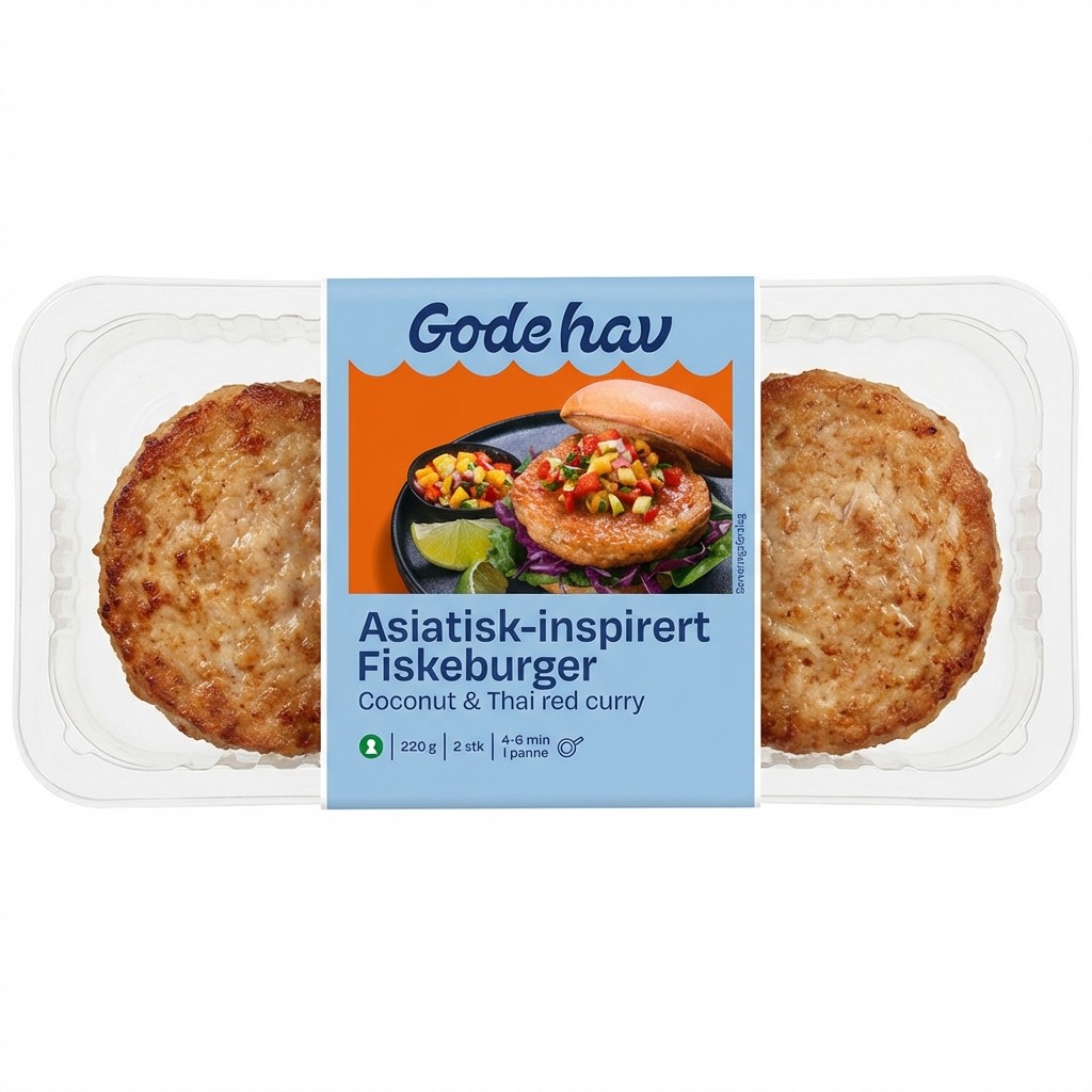Asiatisk-inspirert Fiskeburger 220g Gode Hav