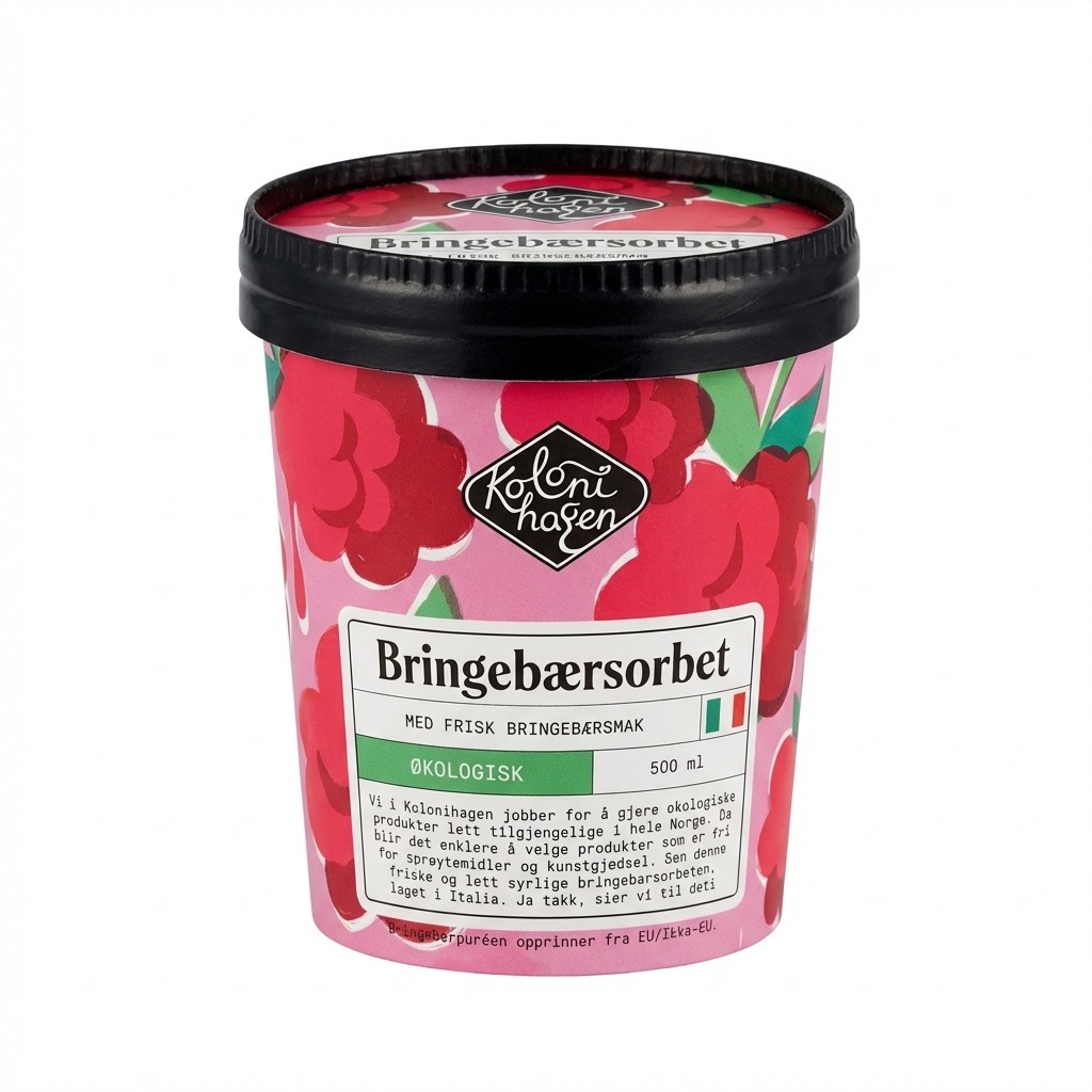 Bringebærsorbet 500ml Kolonihagen