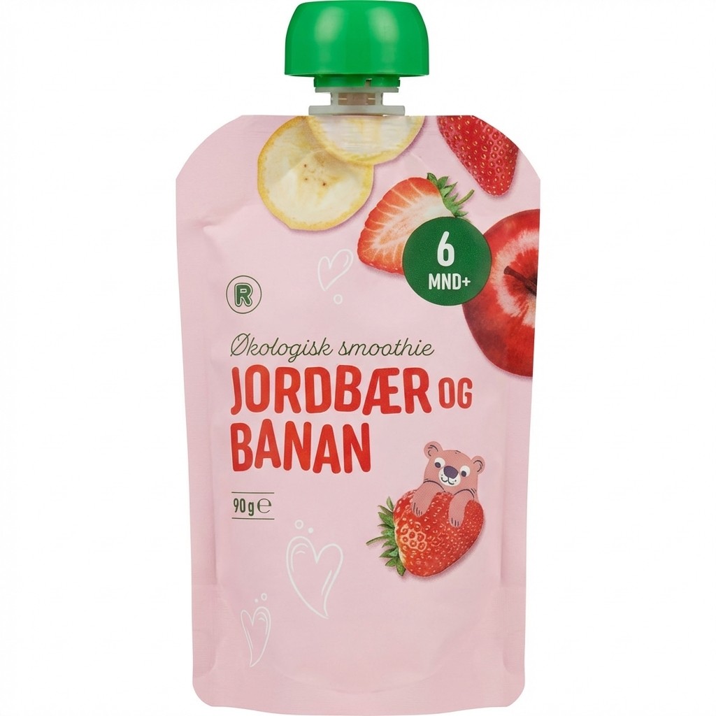 Økologisk Smoothie Jordbær og Banan 90g R