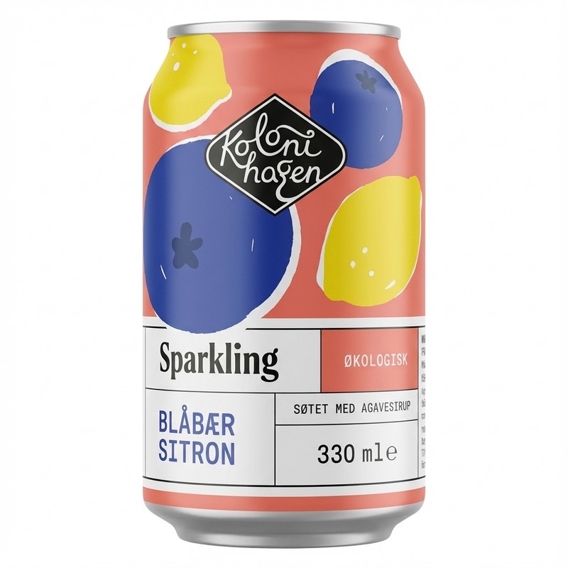 Sparkling Blåbær Sitron 330ml Kolonihagen