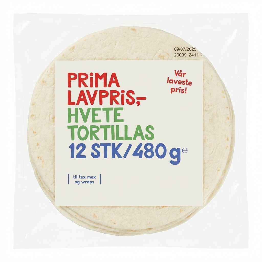 Hvetetortillas 480g Prima Lavpris