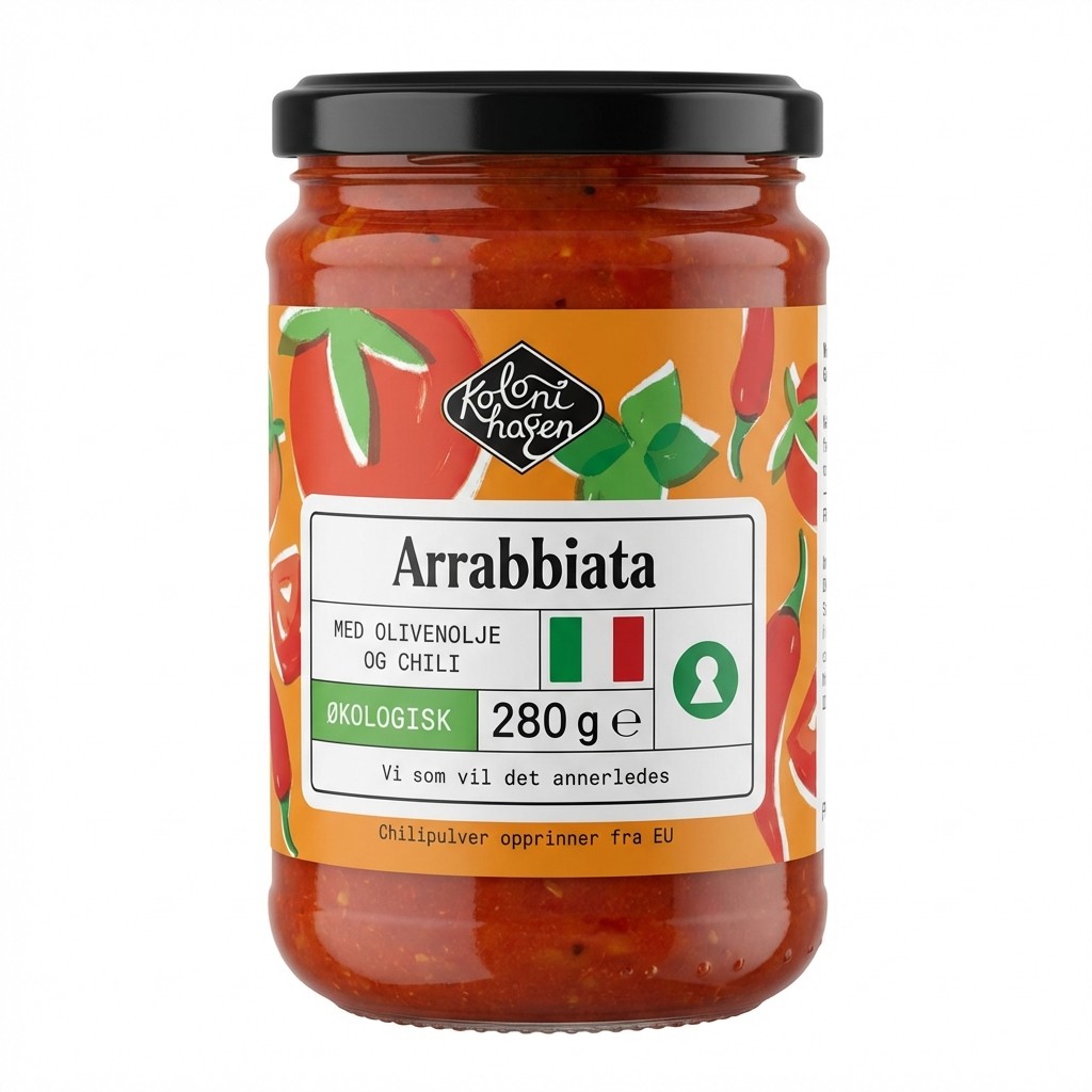 Økologisk Arrabbiata Pastasaus 280g Kolonihagen