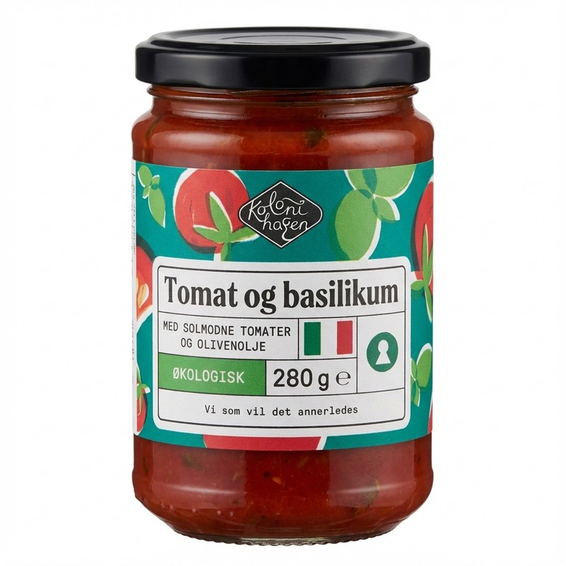 Tomat og basilikum 280g Kolonihagen