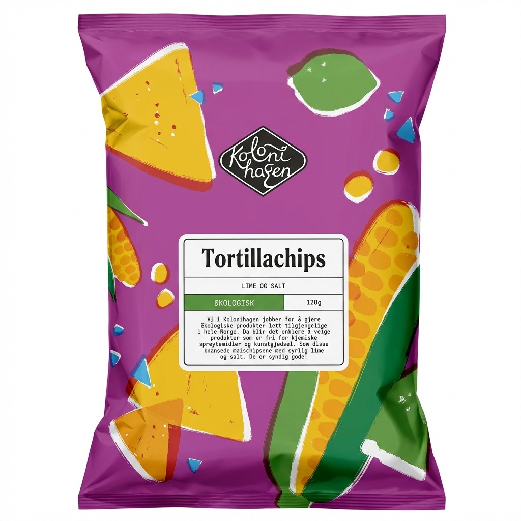 Tortillachips Lime og Salt 120g Kolonihagen