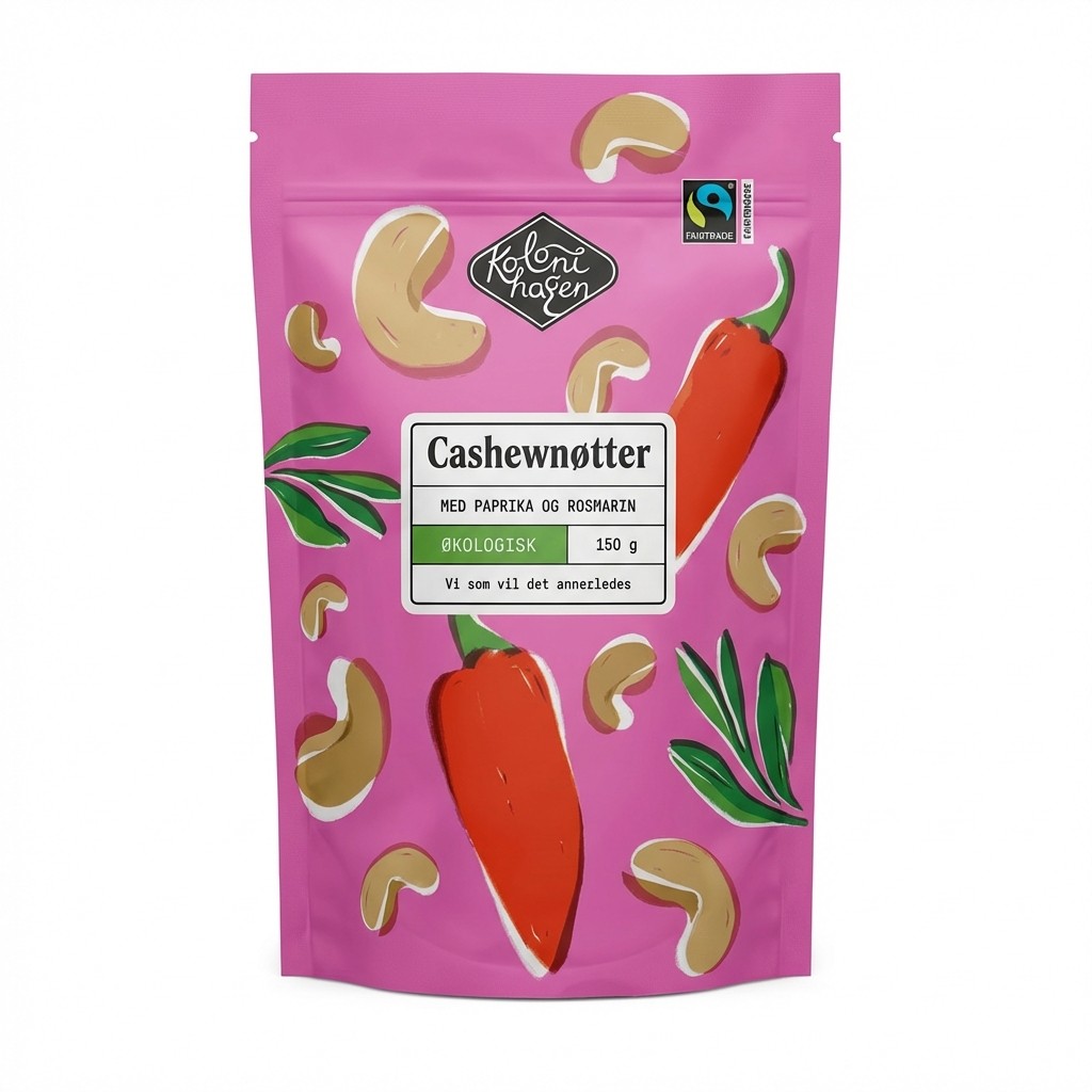 Økologiske cashewnøtter med paprika og rosmarin 150g Kolonihagen