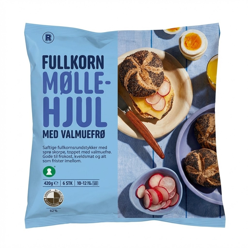Fullkorn Møllehjul med valmuefrø 420g R