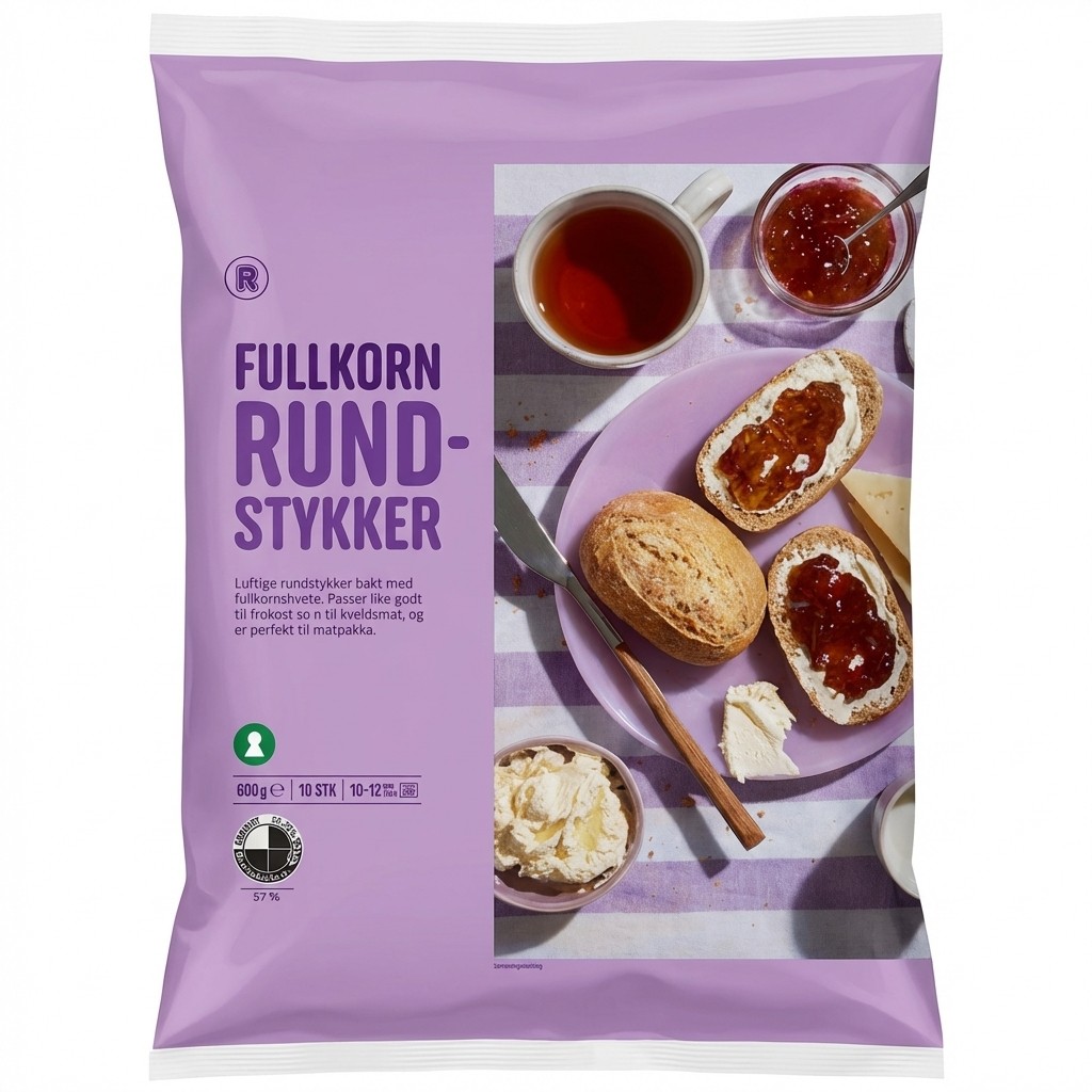 Fullkorn Rundstykker 600g R