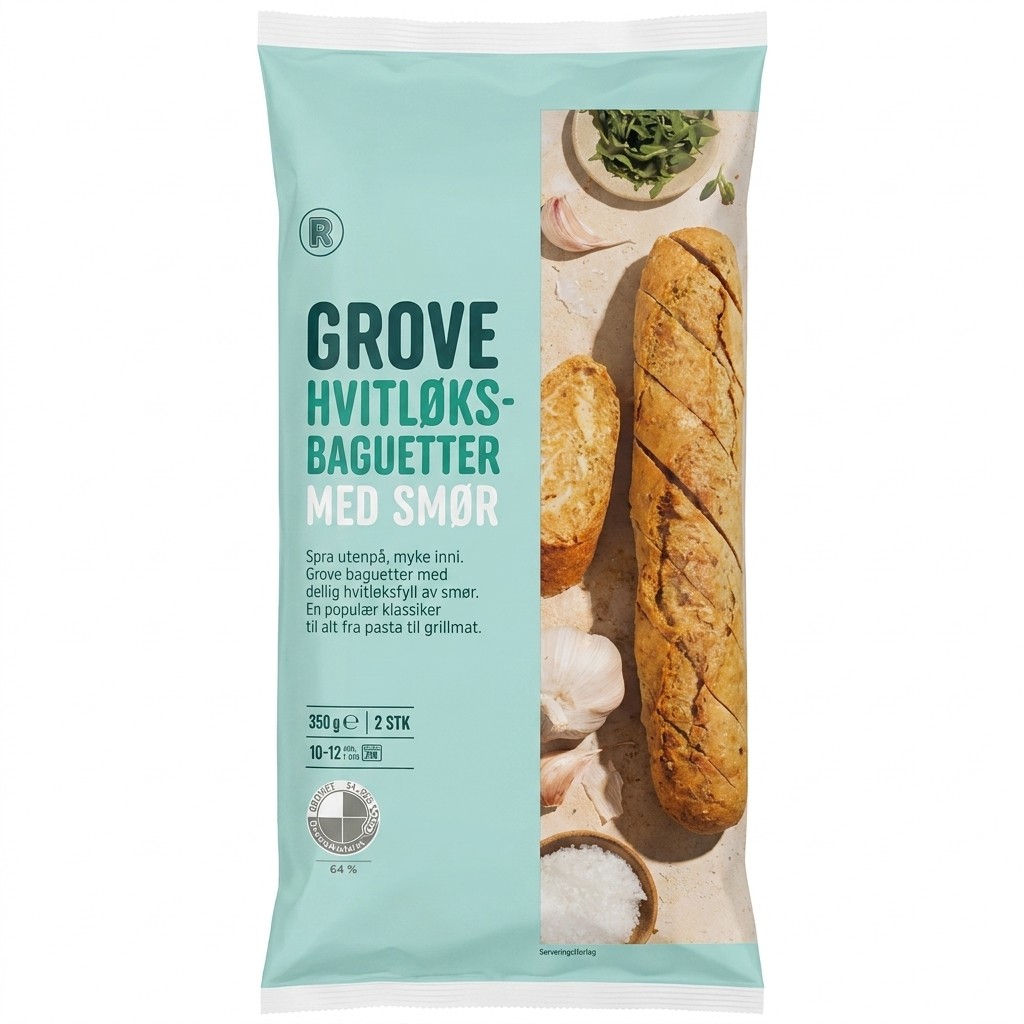 Grove Hvitløksbaguetter med Smør 350g R