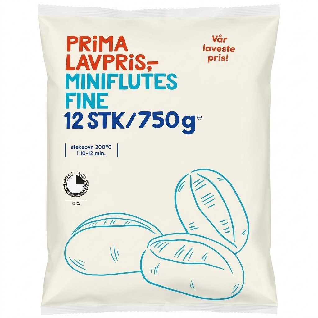 Miniflutes Fine 750g Prima Lavpris