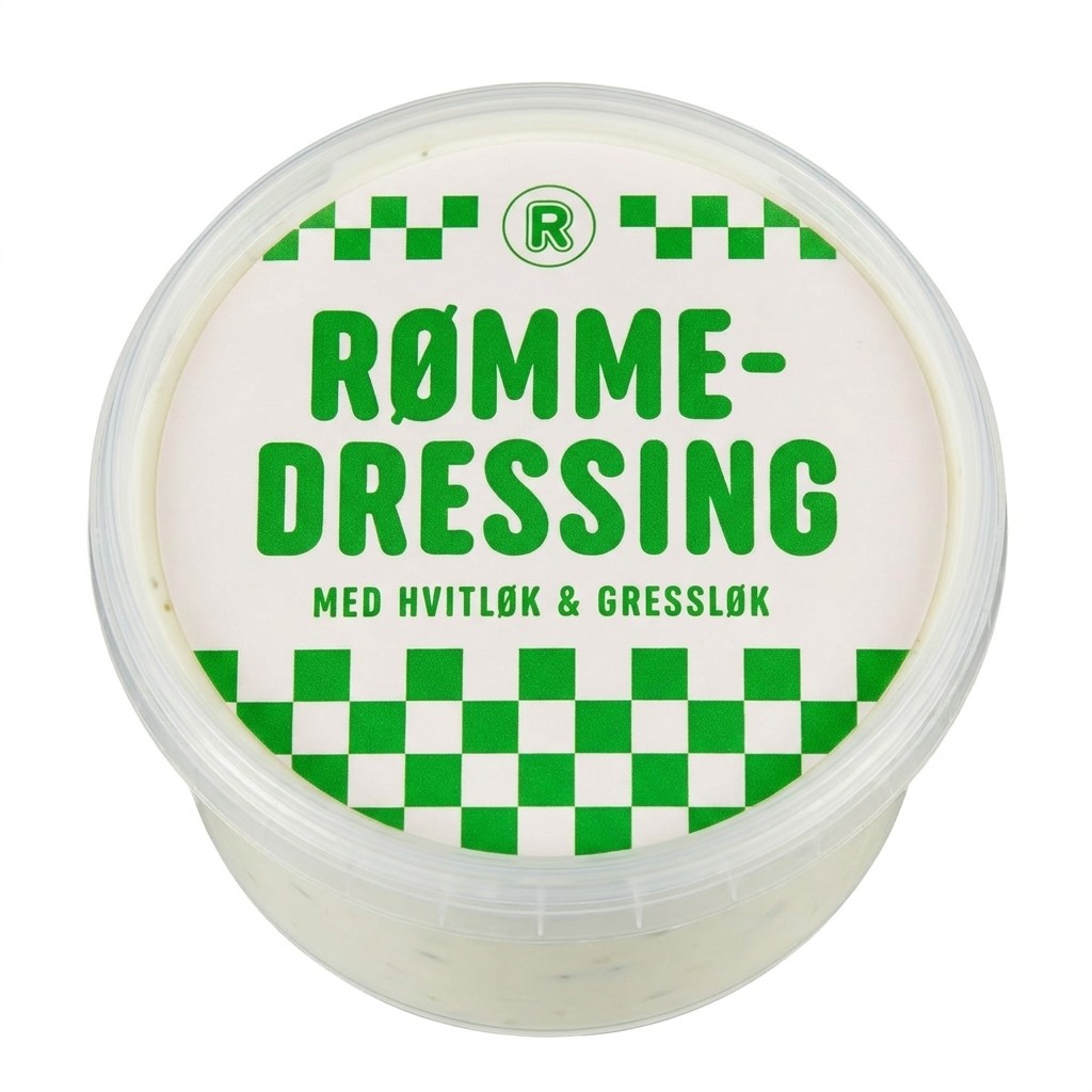 Rømmedressing med hvitløk & gressløk 150g R
