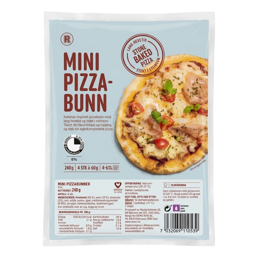 Mini pizzabunner 240g Rema 1000