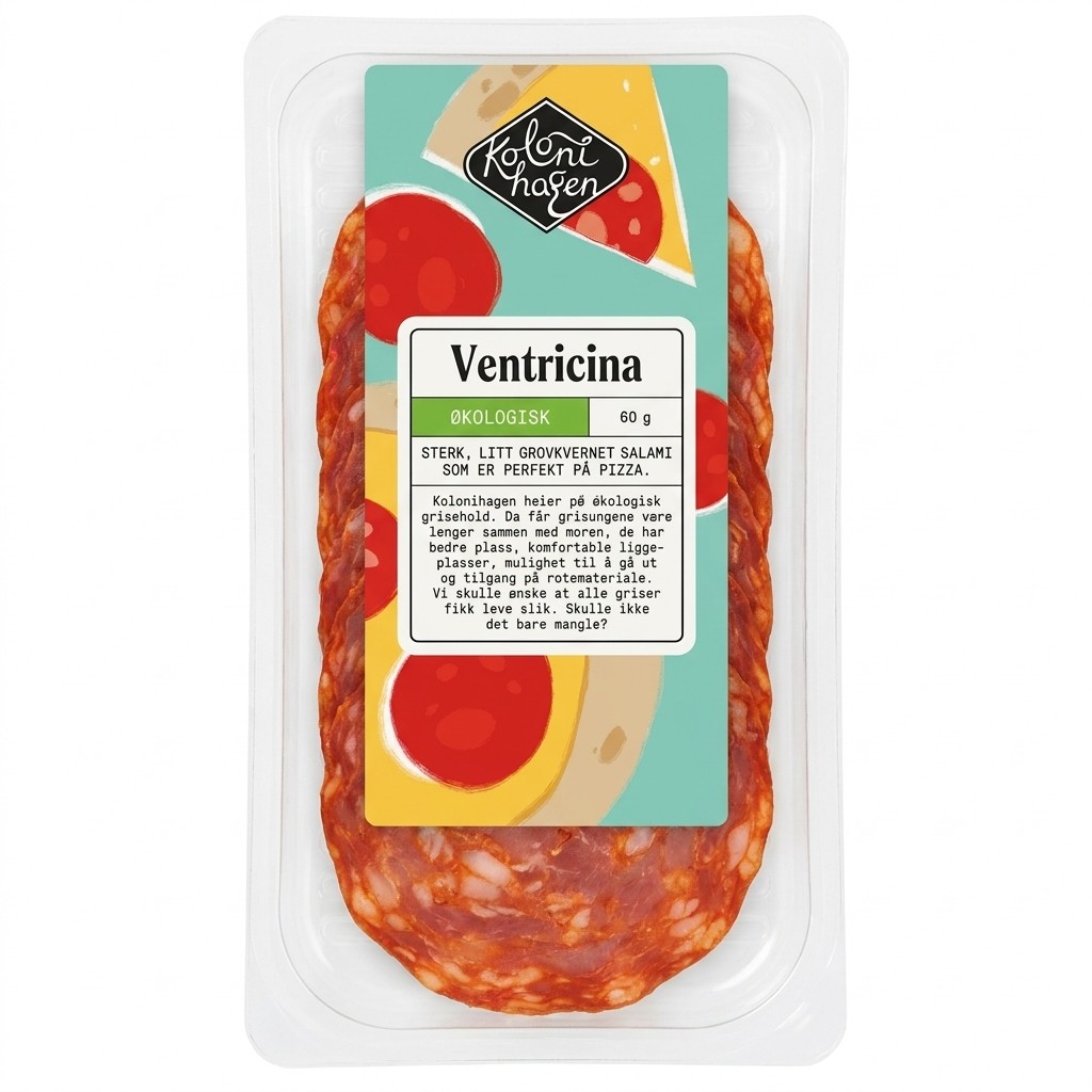 Økologisk krydret salami i skiver 60g Kolonihagen