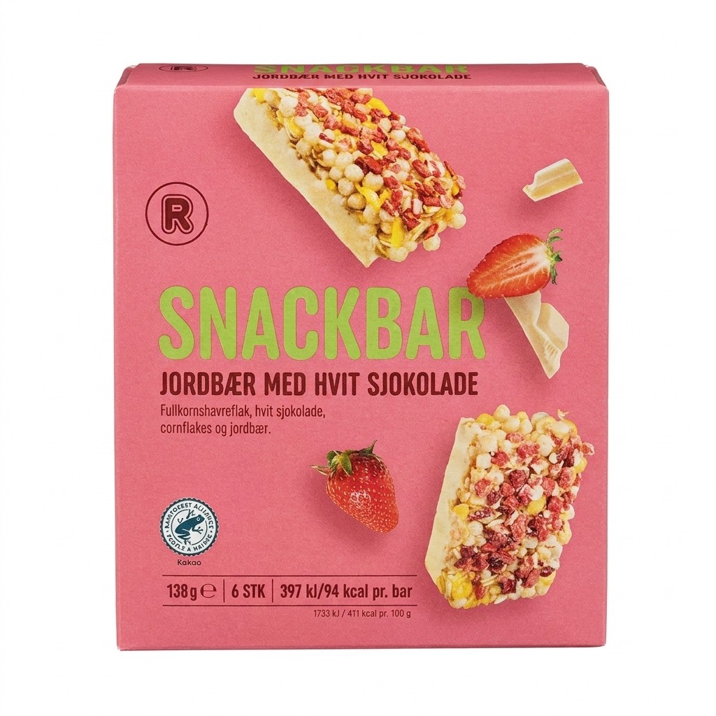 Snackbar Jordbær med Hvit Sjokolade 138g R