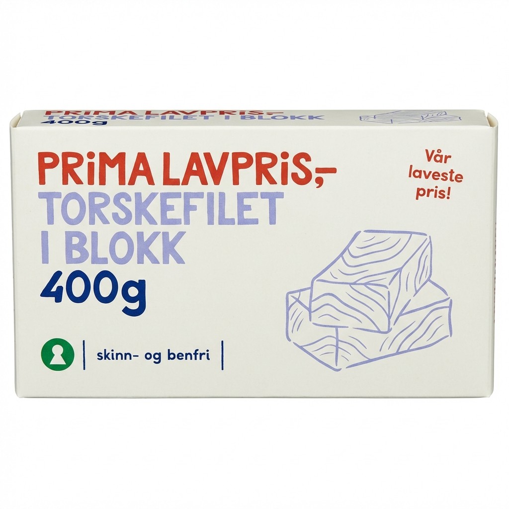 Torskefilet i blokk 400g Prima Lavpris