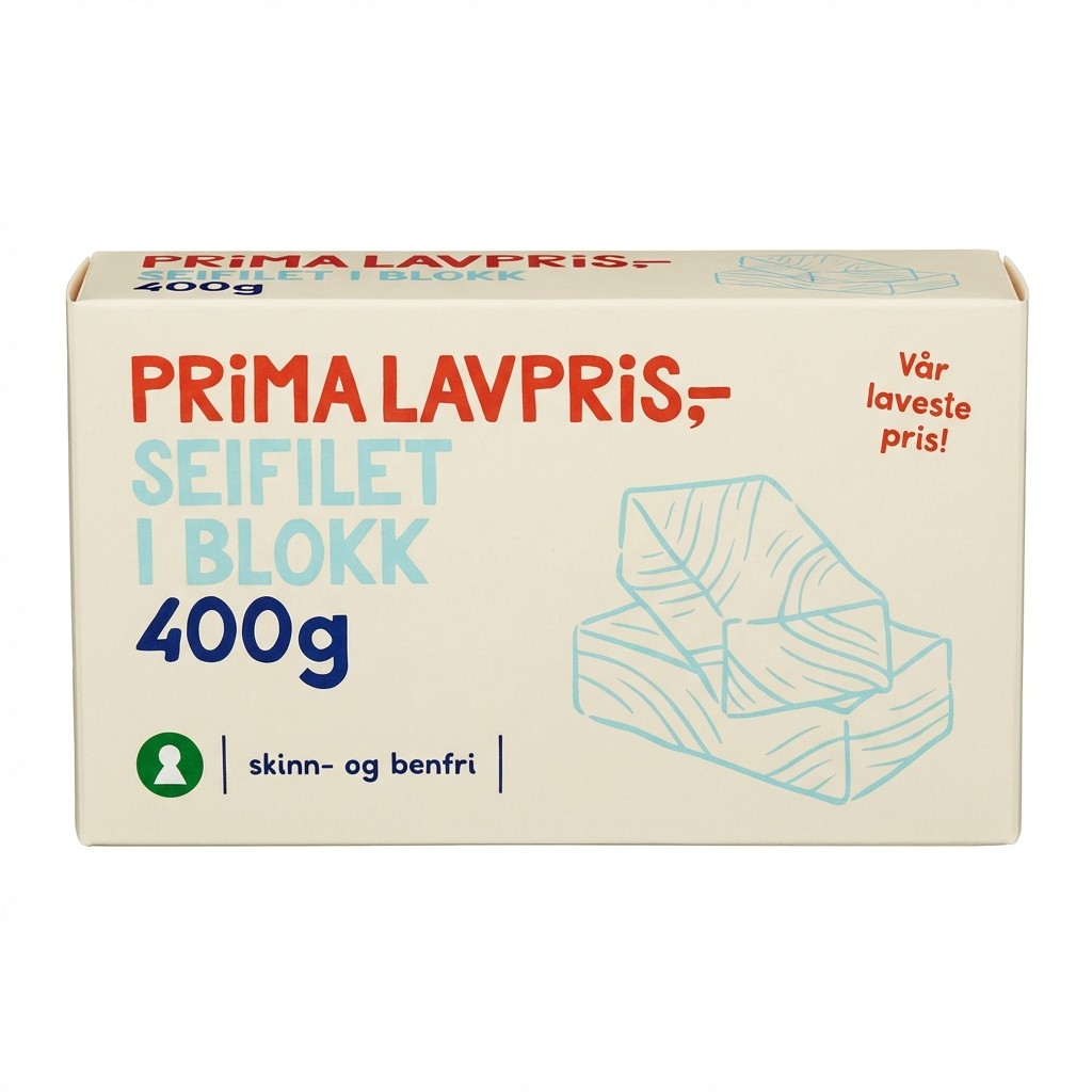 Seifilet i blokk 400g Prima Lavpris