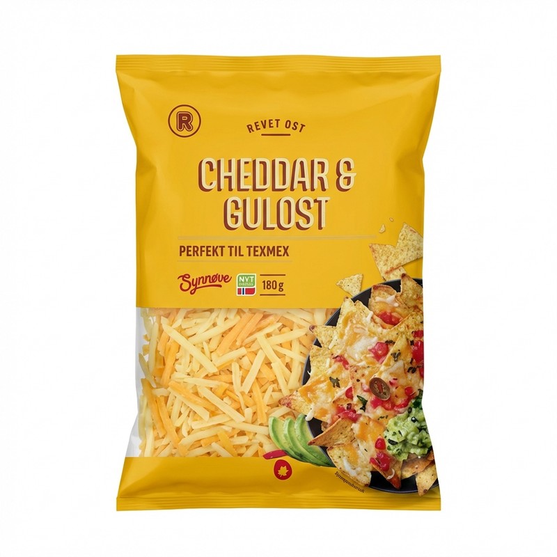 Cheddar & Gulost Revet 180g Synnøve