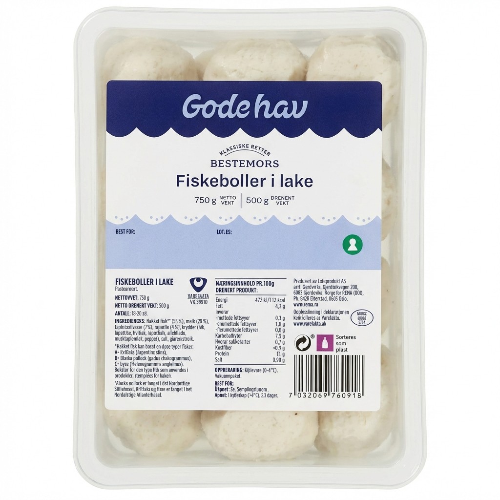Bestemors Fiskeboller i lake 750g Gode Hav