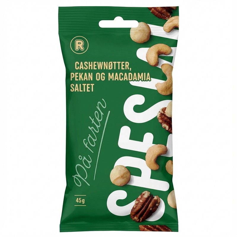 Cashewnøtter Pekan og Macadamia Saltet 45g R