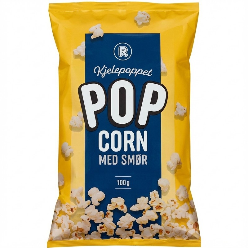 Kjelepopppet Popcorn med Smør 100g Rema 1000